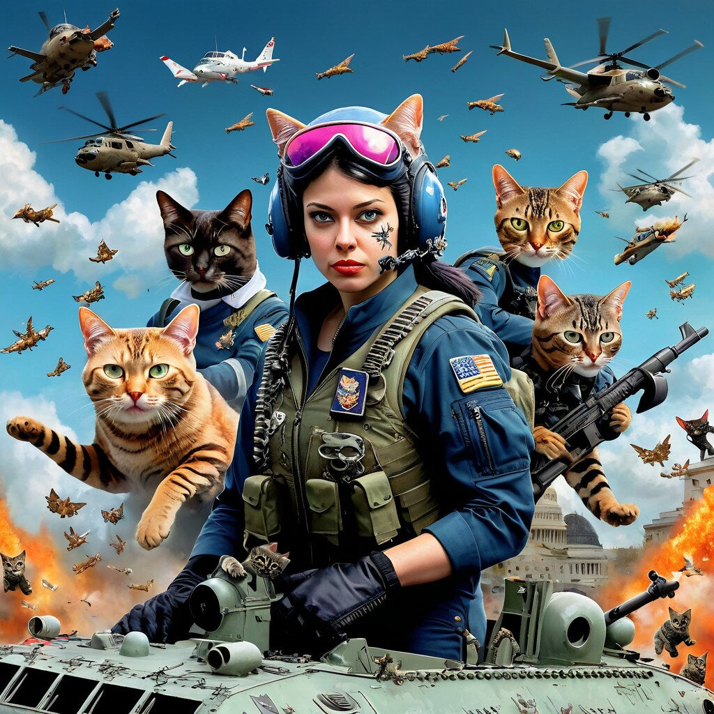 CAT LADIES DEFENDING THE CAPITOL 3 WALL ART