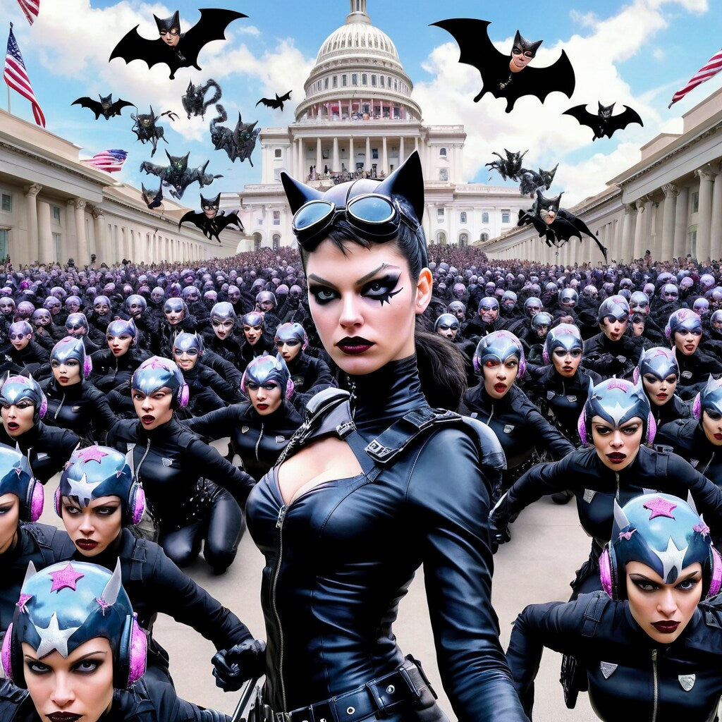 CAT LADIES DEFENDING THE CAPITOL 4 WALL ART