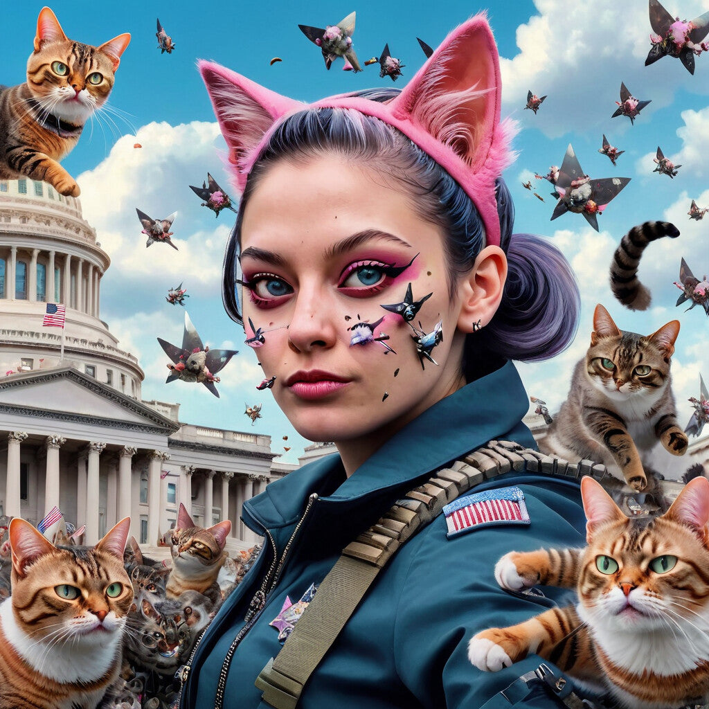 CAT LADIES DEFENDING THE CAPITOL 5 WALL ART