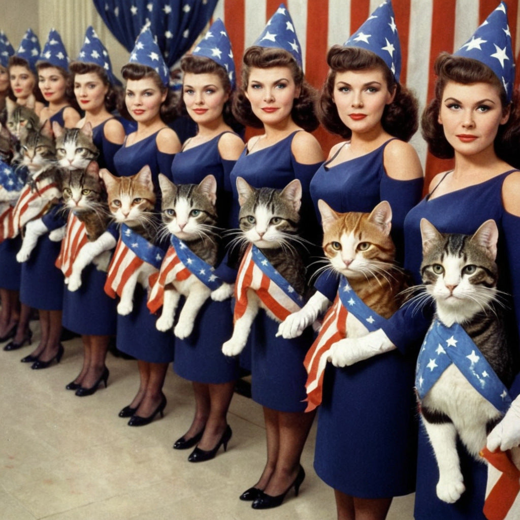 Cat Ladies Retro Vintage 2 Canvas Wall Art