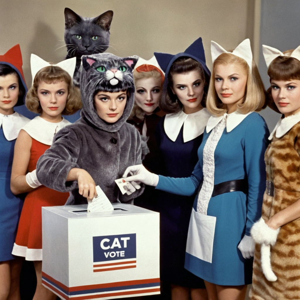 Cat Ladies Retro Vintage 3 Canvas Wall Art
