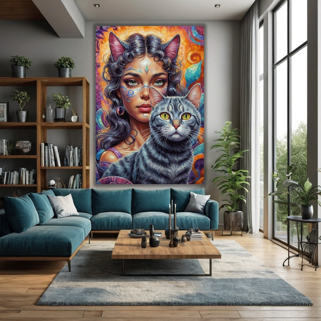 CAT LADIES MAYA VERTICAL 2 CANVAS WALL ART