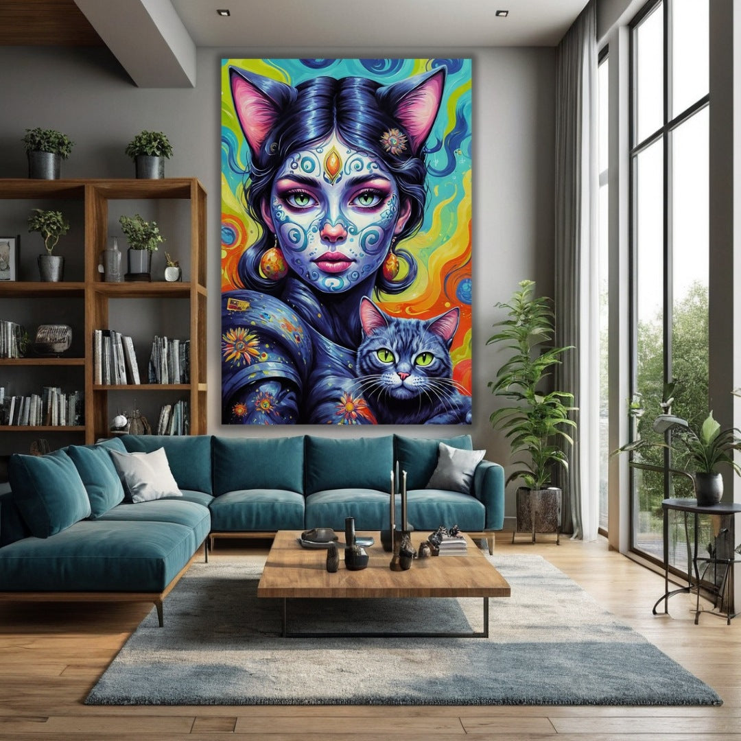 CAT LADIES MAYA VERTICAL 3 CANVAS WALL ART