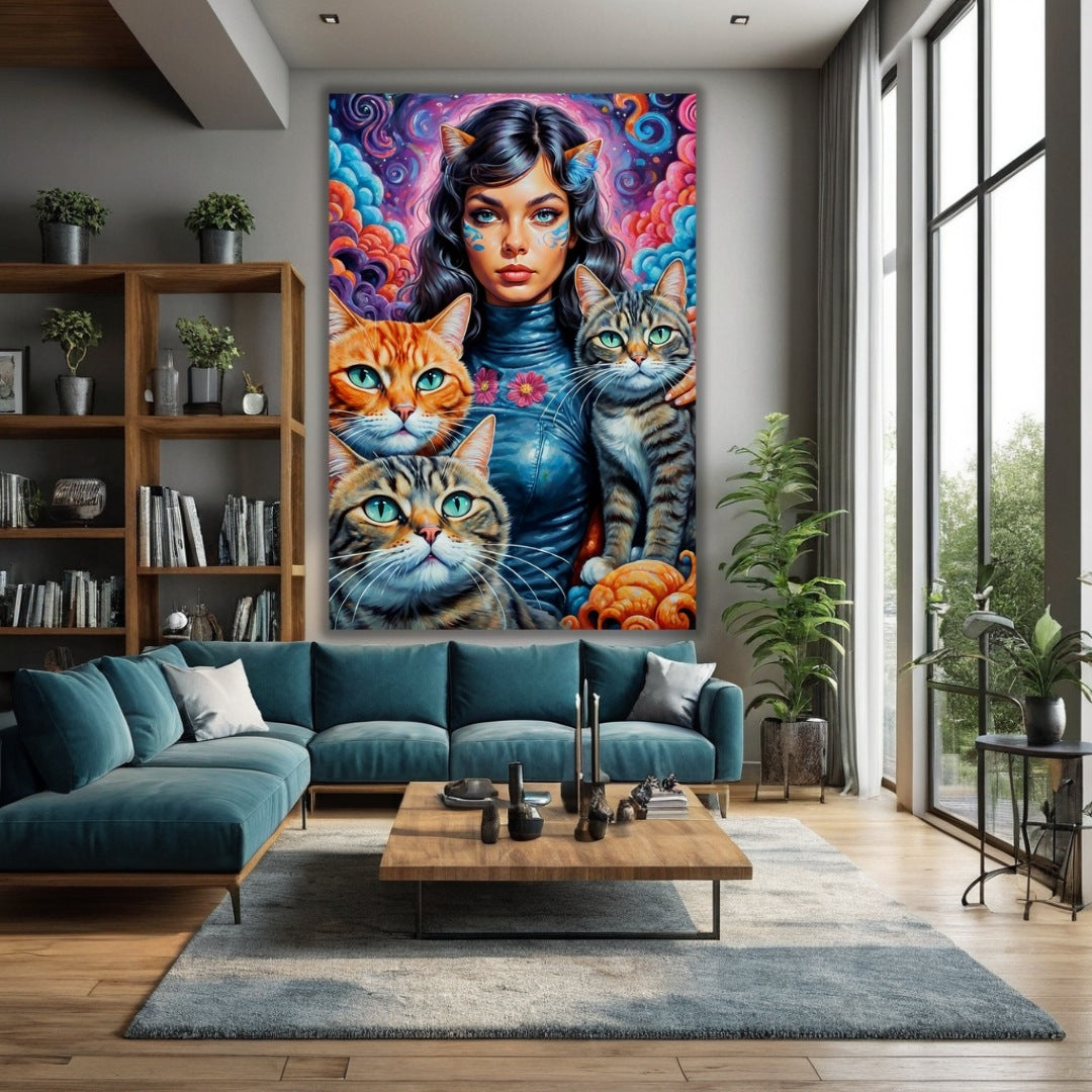 CAT LADIES MAYA VERTICAL 4 CANVAS WALL ART