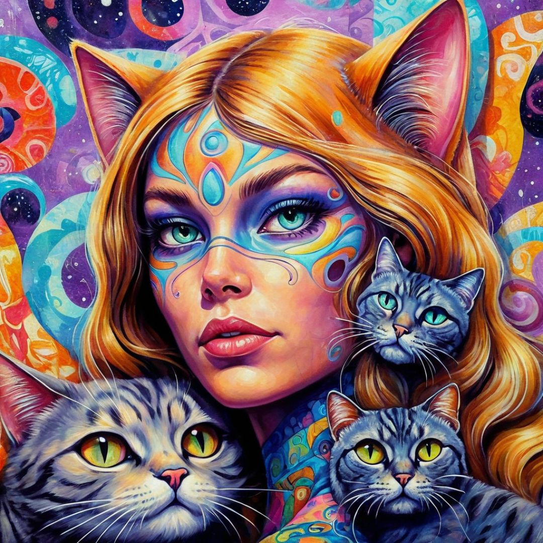 Cat Ladies Maya 12 Canvas Print Wall Art