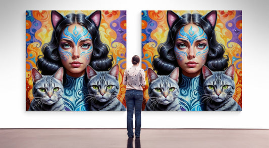 MAYA EXTRA LARGE 52in x 52in CANVAS PRINT WALL ART CAT LADIES COLLECTION