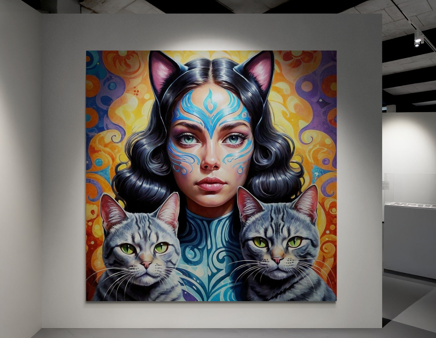 MAYA EXTRA LARGE 52in x 52in CANVAS PRINT WALL ART CAT LADIES COLLECTION