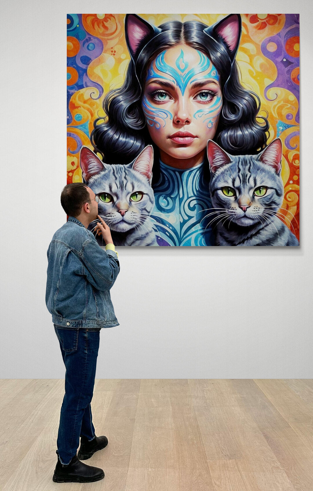 MAYA EXTRA LARGE 52in x 52in CANVAS PRINT WALL ART CAT LADIES COLLECTION