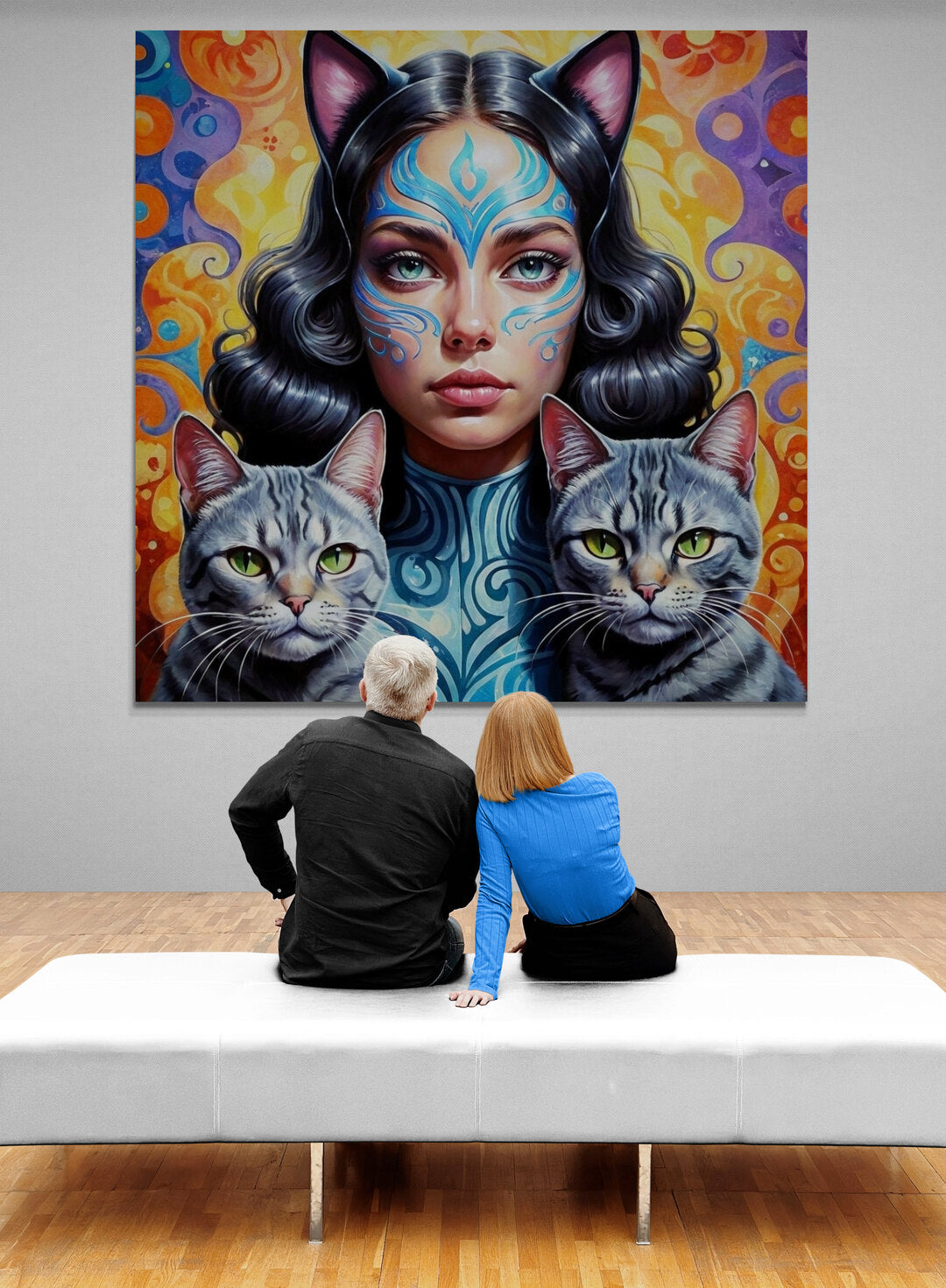 MAYA EXTRA LARGE 52in x 52in CANVAS PRINT WALL ART CAT LADIES COLLECTION